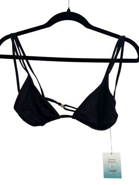 Andie Demi Moore The Cannes Top Black Triangle Strappy Bikini Sz M NWT